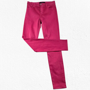J Brand Alana High Rise Coated Skinny Jeans Pink Metallic Crop Pants Size 25